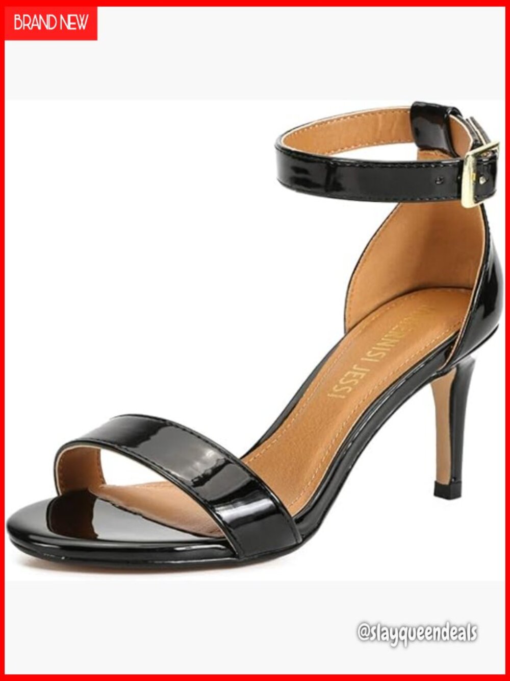 Ankle Strap Heeled Sandals, Open Toe, Buckle Closure, Kitten Heel